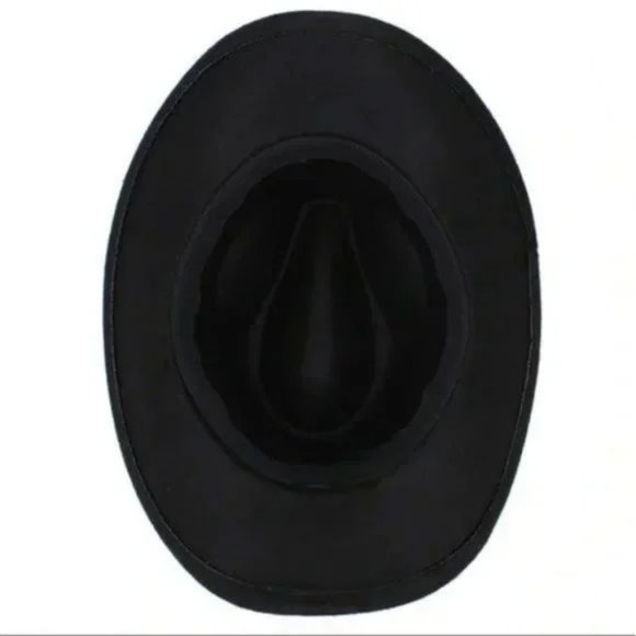 NEW Black Silver Stud Leather Band Embellished Felt Cowboy Cowgirl Western Hat - Picture 9 of 12